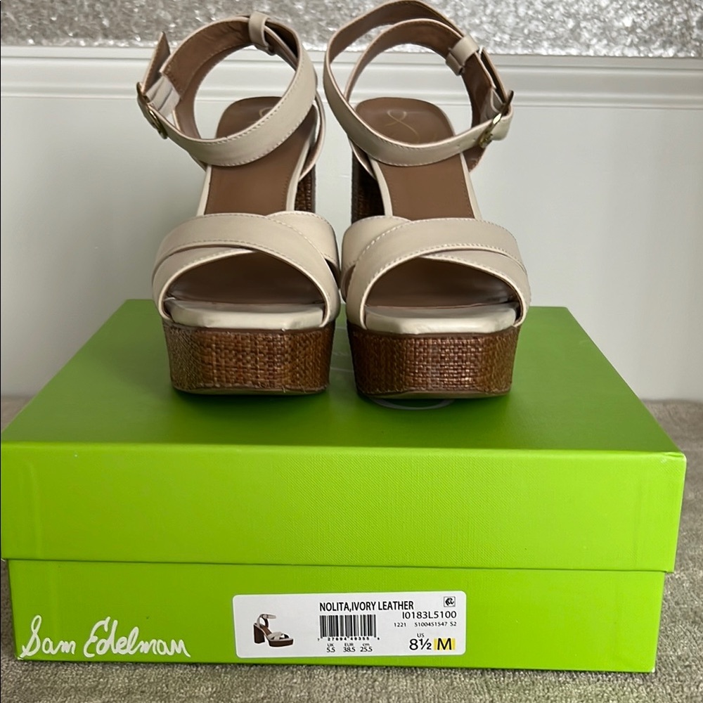 Sam Edelman Nolita Criss Cross Front Ankle Strap-Ivory Platform Sandal size 8.5 - Picture 10 of 10